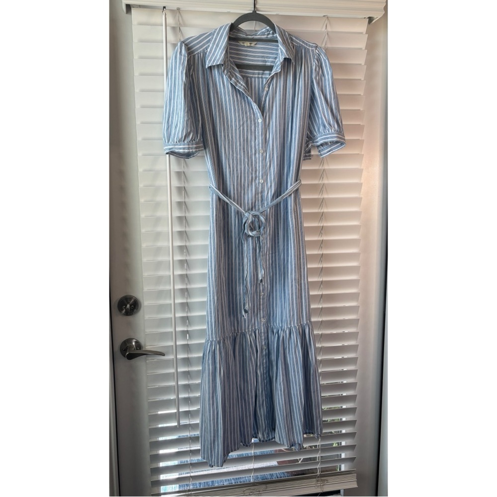 Max Studio Blue and White Striped Maxi Dress